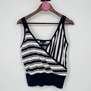 J. Crew Women's Crossover Knit Tank Sweater in Mixed Stipes Size Small Blue